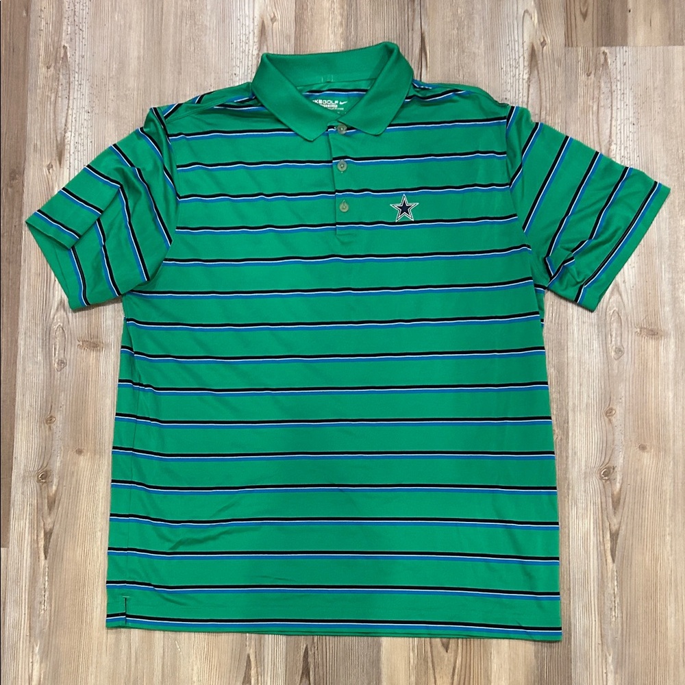 Nike Green and Blue Striped Polo Shirt Dallas Cowboys